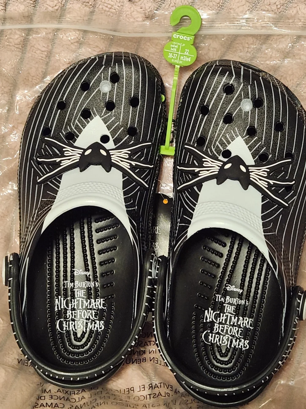 Crocs NBC The Nightmare Before Christmas Jack Skellington Clog Black White Sz 4